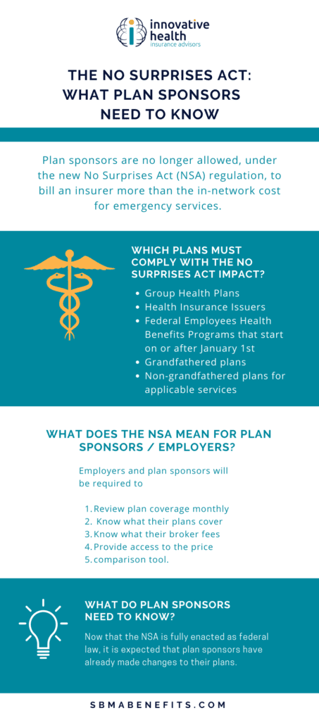 Plan sponsors must be prepared to provide full disclosure for medical billing and are no longer allowed to bill more for out-of-network emergency services.