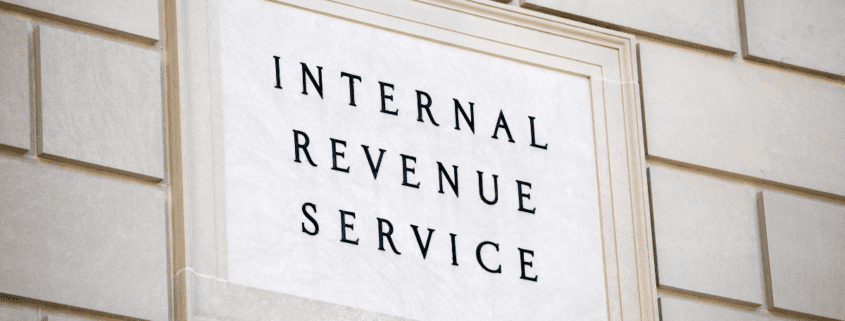 Sign on Internal Revenue Service Building