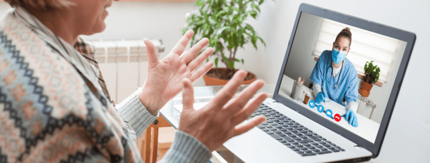 old woman on a telemedicine appointment with her doctor via zoom