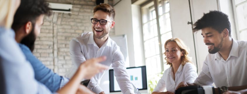 Creative business people working on business project in office